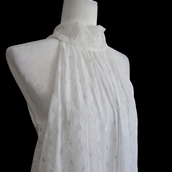 Donna Ricco Elegant White Lace Halter Dress